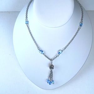 Handmade Glass Bead Chain Tassel Hypoallergenic Stainless Steel Boho Necklace